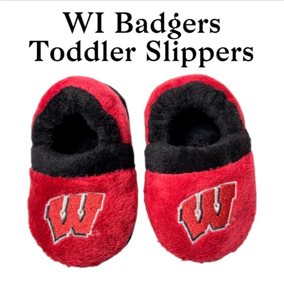 NWOT Wisconsin Badgers Toddler Slippers Size Small (5-6) - Picture 1 of 13